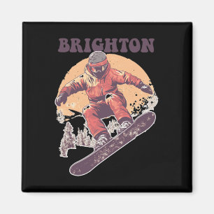 Brighton Utah Retro Snowboard Magnet