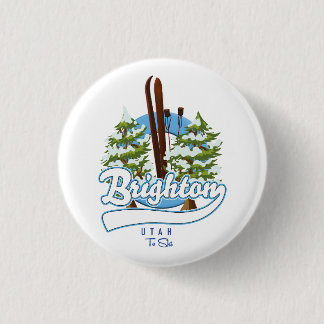Brighton Utah to ski logo 1 Inch Round Button