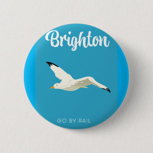 Brighton vintage travel art canvas print 2 inch round button