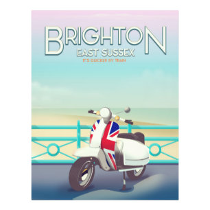 Brighton Vintage union jack scooter travel poster