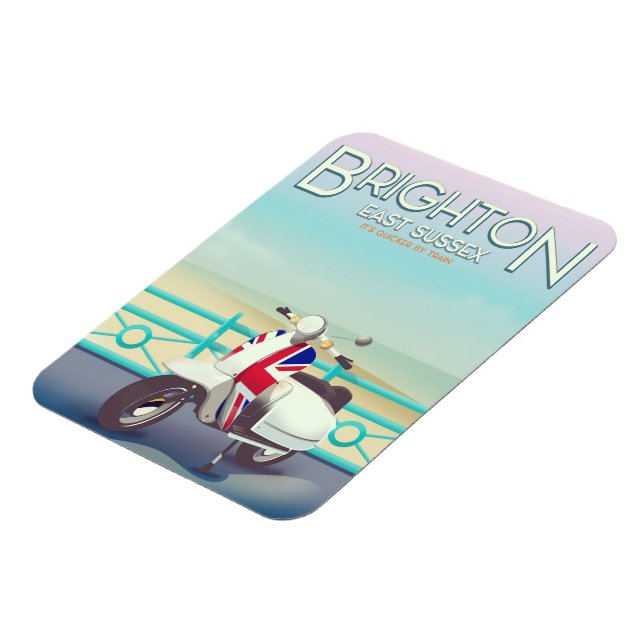 Brighton Vintage union jack scooter travel poster Magnet (Left Side)