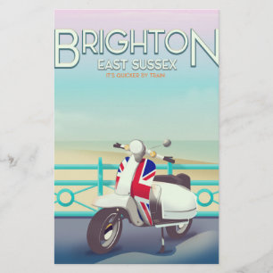 Brighton Vintage union jack scooter travel poster Stationery