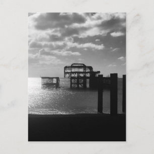 Brighton West Pier black & white Postcard