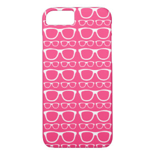 BrightPink and White Hipster Retro Glasses Pattern Case-Mate iPhone Case