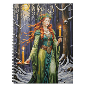Brigid Imbolc Candlelight Forest Celtic Wiccan Notebook