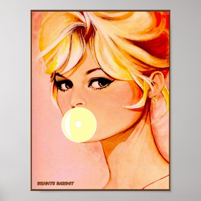 BRIGITE BARDOT  Vintage Bubble Blowing Print (Front)