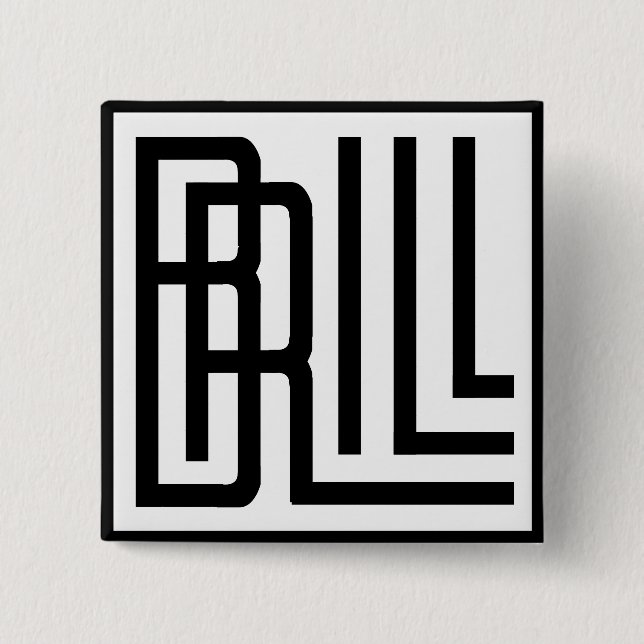 Brill 2 Inch Square Button (Front)