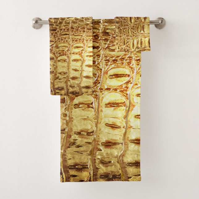 Brillant Gold Designer Alligator Crocodile Skin (En situation)
