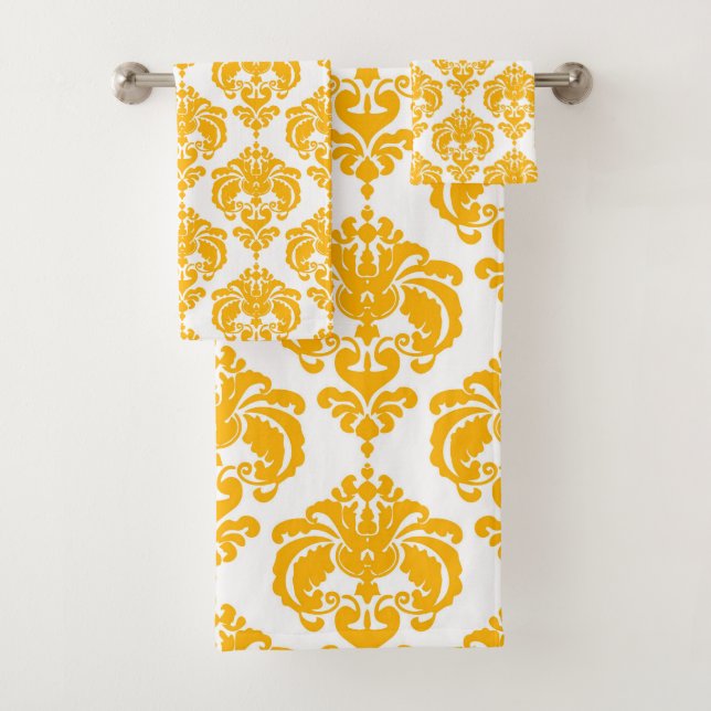 Brillant Jaune et Blanc Glam Royal Damask (En situation)