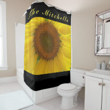 Brillant rideau de douche de tournesol jaune