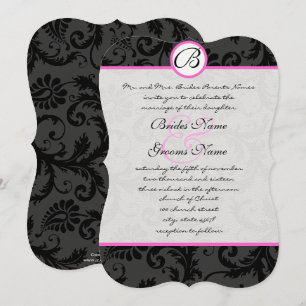 Brillant rose Damask Éperse Mariage Invitations