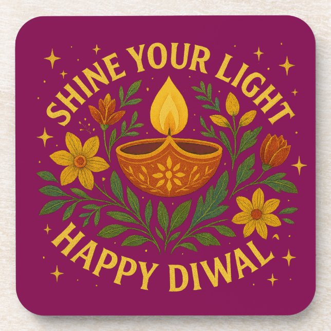 Brille ta lumière - Joyeux Dessous de verre Diwali (Devant)