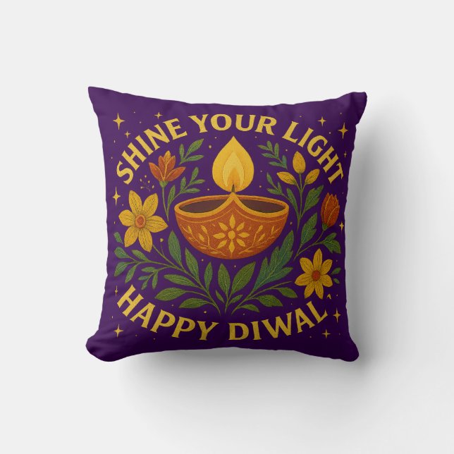 Brille Ta Lumière - Joyeux Oreiller Diwali (Recto)