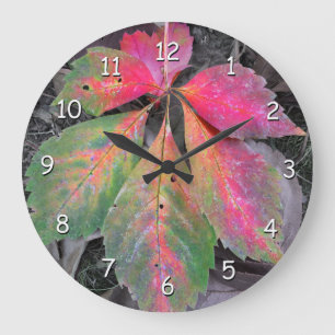 Brilliance Among the Grey - Autumn Leaf Large Clock