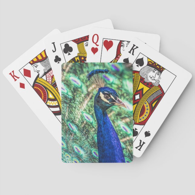 Brilliance in Blue &Green Peacock Playing Cards (Back)