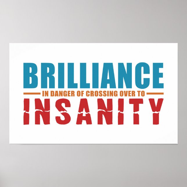 BRILLIANCE VS INSANITY custom colour poster (Front)