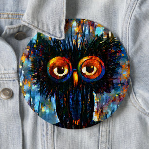 Brilliant and Wise Owl 6 Inch Round Button