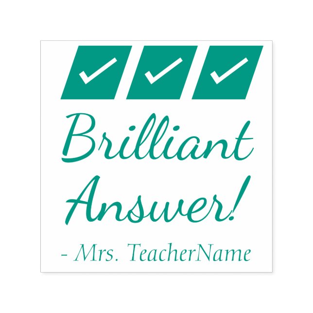 "Brilliant Answer!" Commendation Rubber Stamp (Design)
