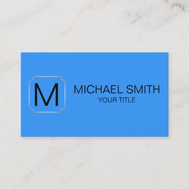 Brilliant azure colour background business card (Front)