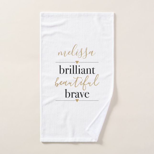 Brilliant Beautiful Brave Personalized Name Bath Towel Set (Hand Towel)