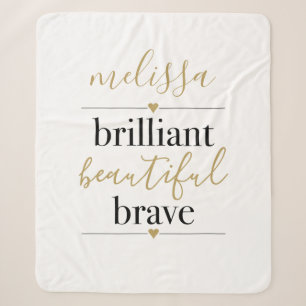 Brilliant Beautiful Brave Personalized Name  Sherpa Blanket