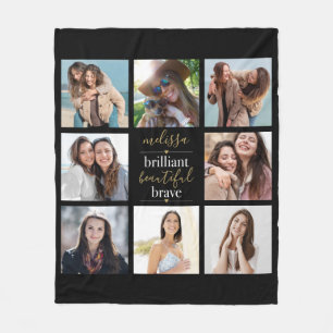 Brilliant Beautiful Brave Photo Collage Fleece Blanket