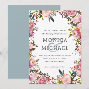 Brilliant Bloom   Floral Botanical frame Wedding Invitation