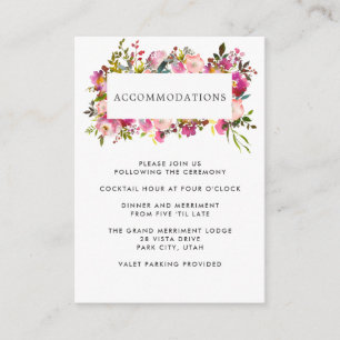 Brilliant Bloom   WEDDING Hotel Accommodation Enclosure Card