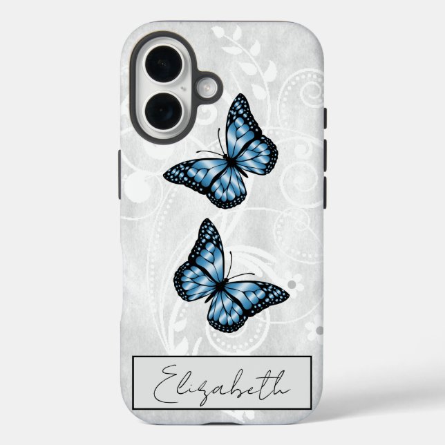 Brilliant Blue Butterflies Case-Mate iPhone Case (Back)