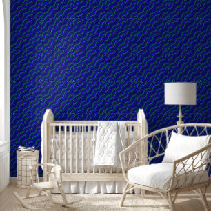 Brilliant Blue & Green Wavy Lines Wallpaper