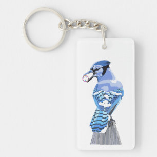 Brilliant Blue Jay Keychain