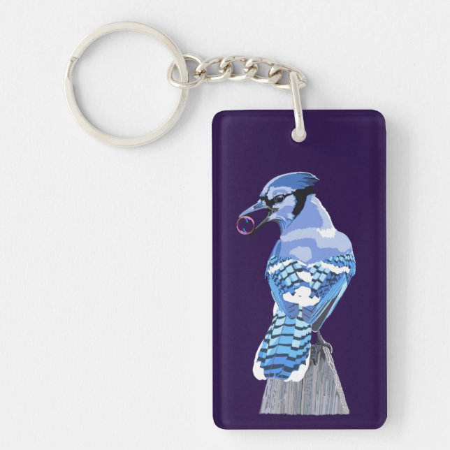 Brilliant Blue Jay Keychain (Front)