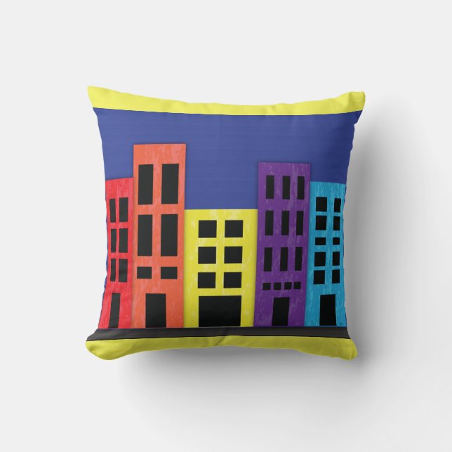 Brilliant Buildings Throw Pillow (Front)