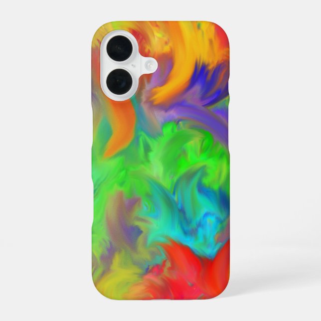 Brilliant Colour Waves Abstract Art iPhone 16 Case (Back)
