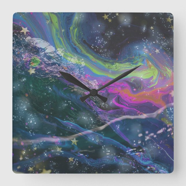 Brilliant cosmic Hurricane Square Wall Clock (Front)