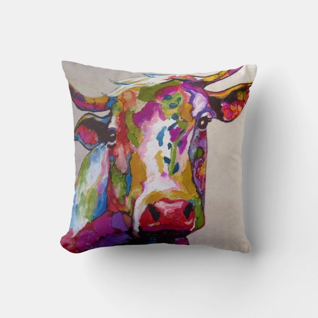 Brilliant Cow Throw Pillow (Front)
