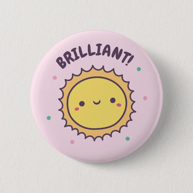 Brilliant Cute Sun Doodle 2 Inch Round Button (Front)
