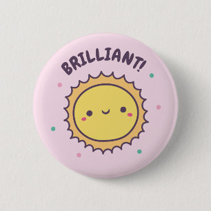 Brilliant Cute Sun Doodle 2 Inch Round Button