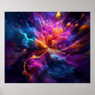 Brilliant Flowing Colours Abstract Digital Poster