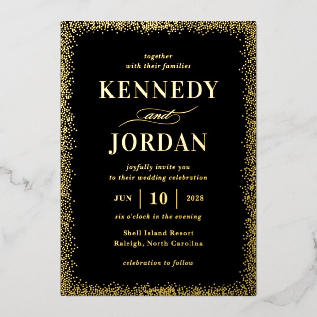 Brilliant Glow REAL FOIL Modern Wedding Invitation (Front)