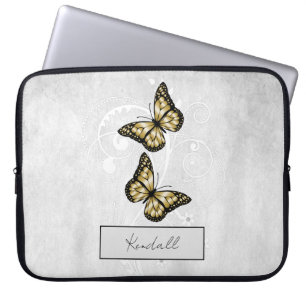 Brilliant Gold Butterflies Laptop Sleeve