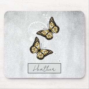 Brilliant Gold Butterflies Mouse Pad