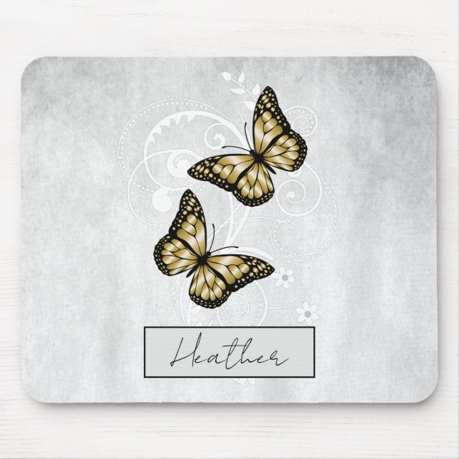Brilliant Gold Butterflies Mouse Pad (Front)