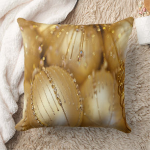 Brilliant Gold Christmas Bulbs Throw Pillow
