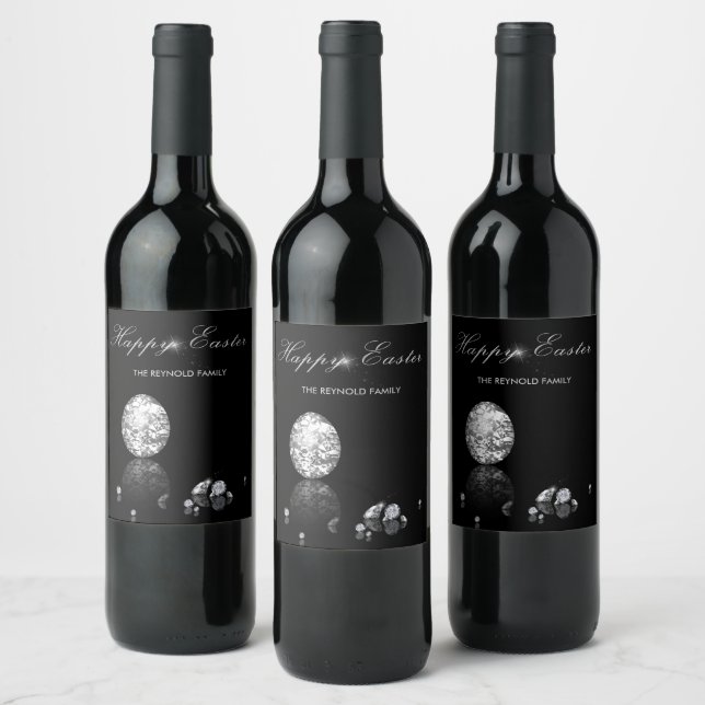 Brilliant Happy Easter Egg Diamonds Wine Label (Bottles)