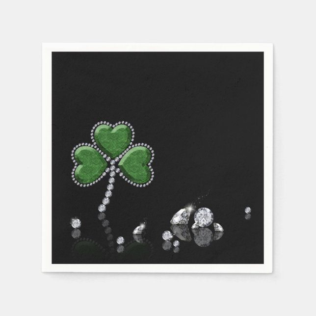 Brilliant Happy St. Patrick's Day Diamonds Napkin (Front)