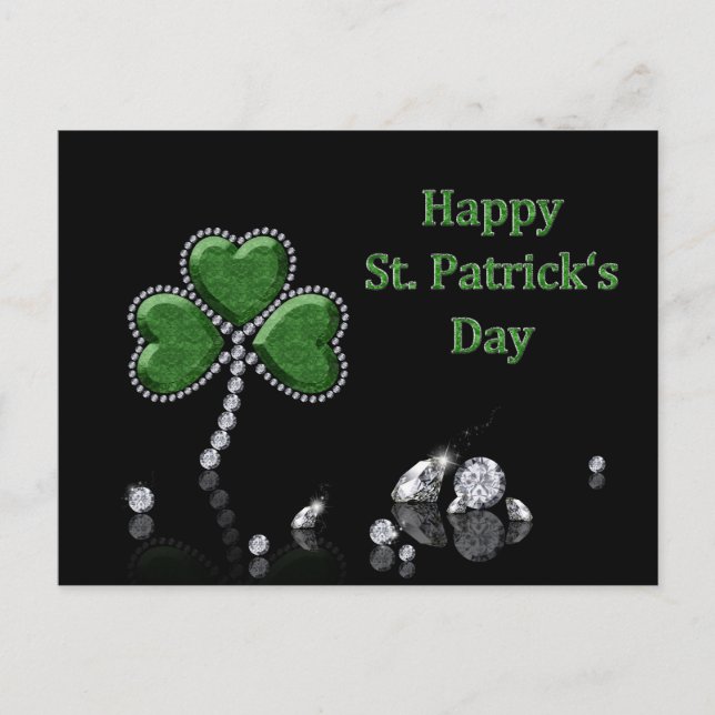 Brilliant Happy St. Patrick's Day Diamonds Postcard (Front)