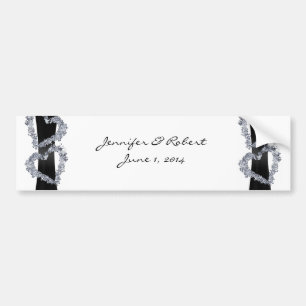 Brilliant Hearts: Black Ribbon and Diamond Hearts Bumper Sticker