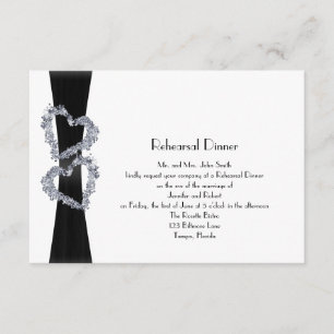 Brilliant Hearts: Black Ribbon Rehearsal Dinner Invitation