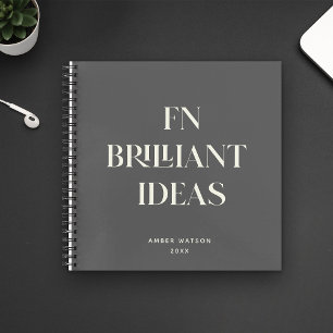 Brilliant Ideas Planner Modern Custom Dark Grey Notebook